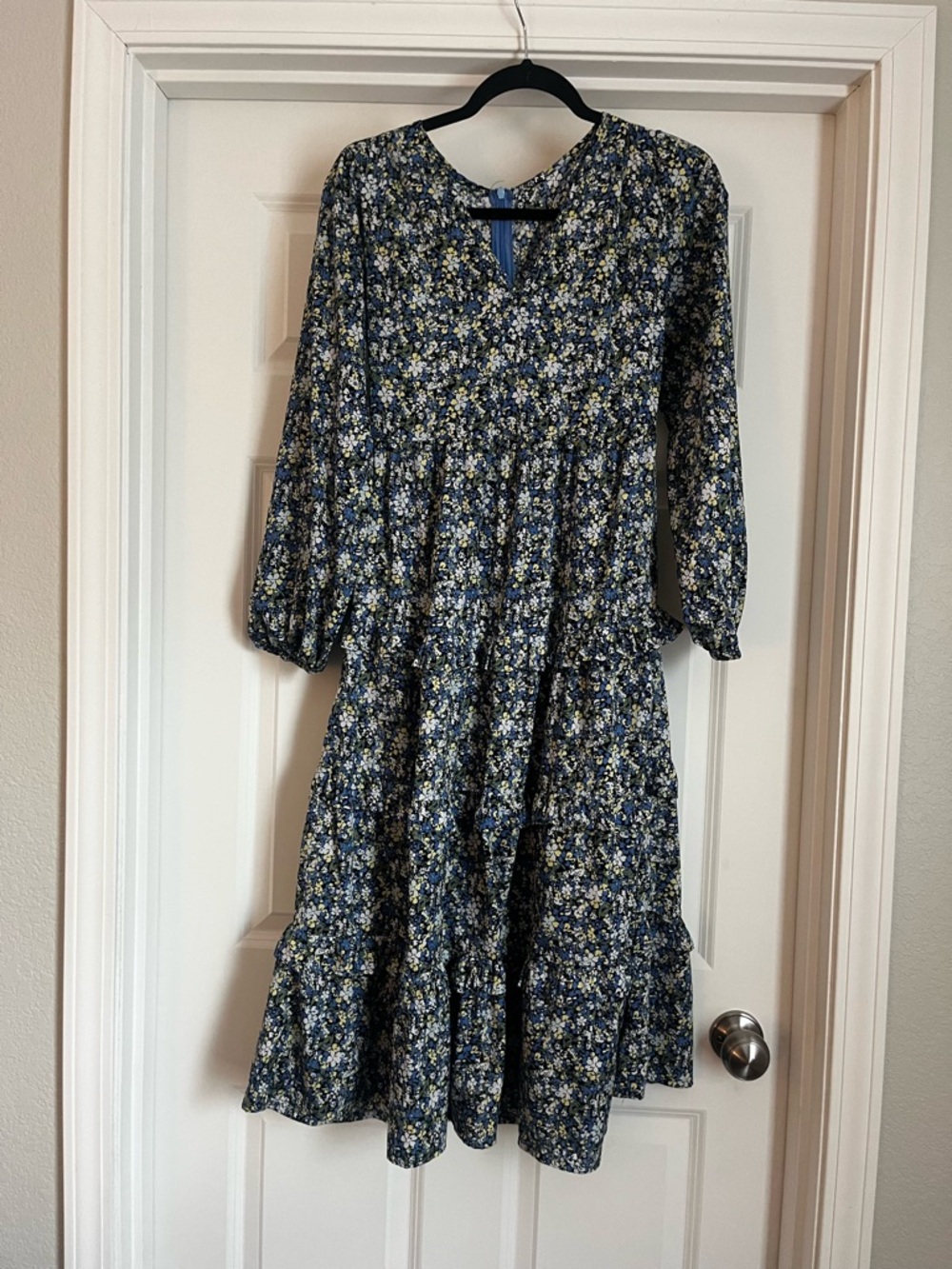 ASOS Blue Floral Tiered Midi Dress